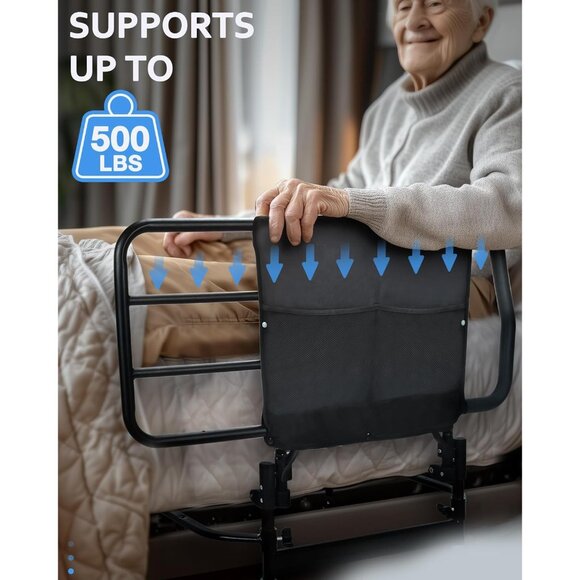 Bed Rail for Elderly Extra Large Heavy Duty Safety Grab Bar Storage Pocket 500# - Picture 6 of 10
